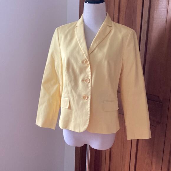 Talbots Yellow Cotton Blend Blazer, Size 10P - Picture 1 of 8